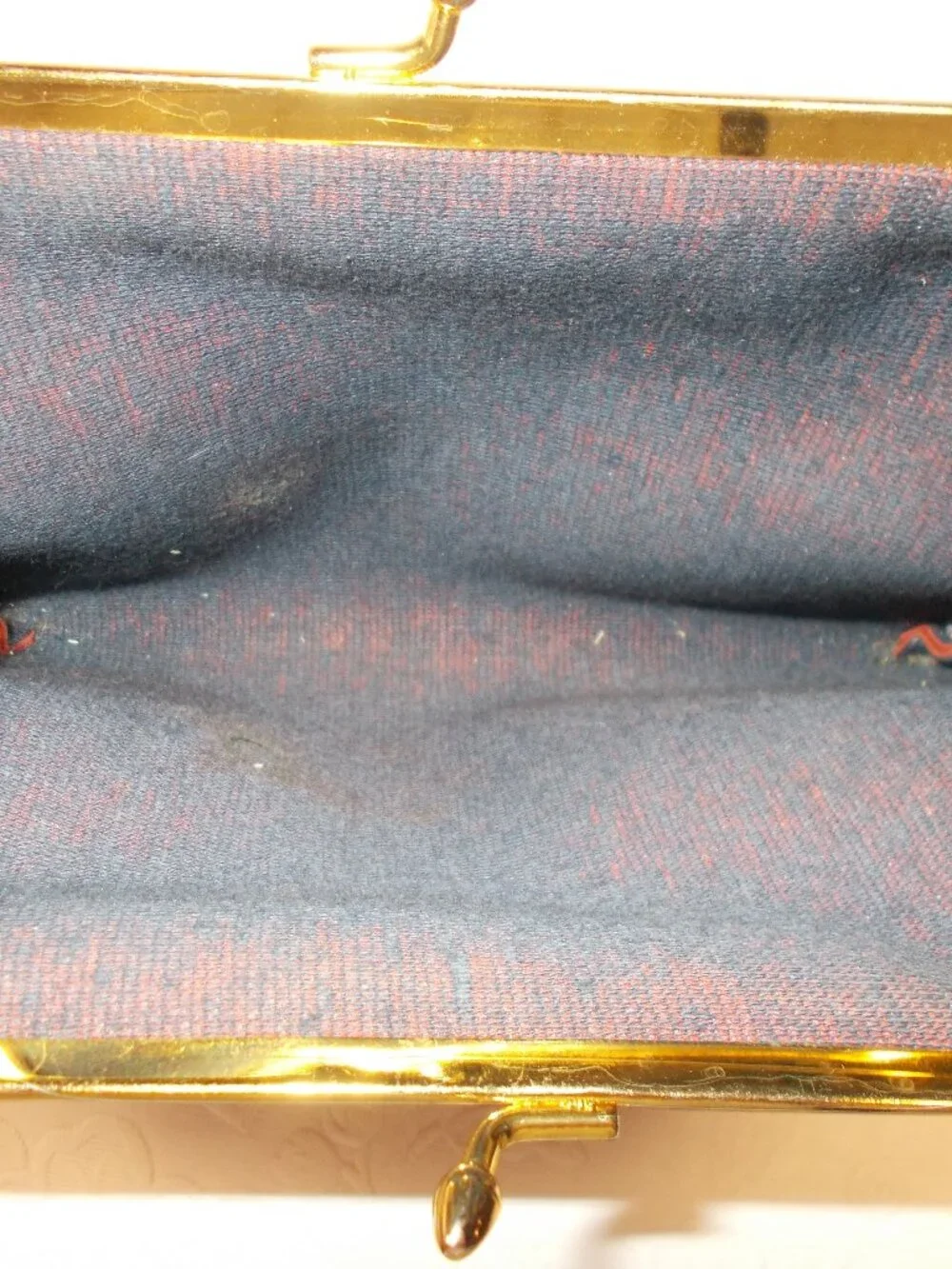 Vintage leather orange/rust color coin/wallet/pouch with gold-color snap